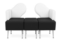 Modern Black & White Reception Seating Sofa Chrome Legs Waiting Chairs