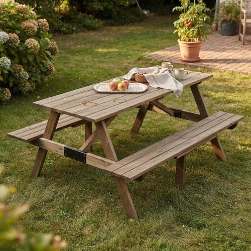 Spacious 150cm wooden picnic - wooden,