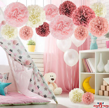 5/10PCS Tissue Paper Pompoms Pom Poms Flower Balls Hanging Wedding Party DIY UK