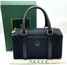Auth Gucci GG Print Black Canvas Leather 000 58 0181 Boston Bag W/B NS100690