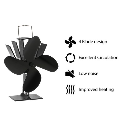 Black heat powered stove fan - stove,