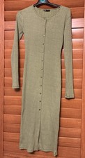 Zara Green Knitted Button Long Dress Size S Long Sleeve
