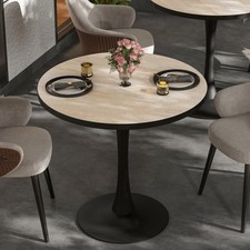 Modern Tulip Table Kitchen Dining Table Wood Grain Sintered Stone Table Top 80CM