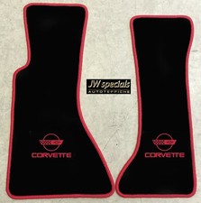 Carpet Mats - Carpet Set for Chevrolet Corvette C4 Convertible Black Red