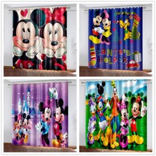 Kids Girls Mickey Mouse Blackout Curtains Window Curtains Ring Top Eyelet Gift