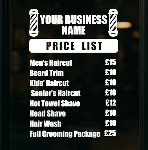 Price list personalised - price,