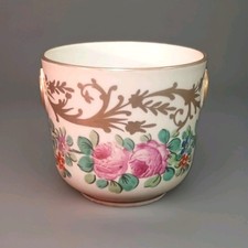 Small cover pot vase porcelain by Mehun Charles Pillivuyt flowers gilding