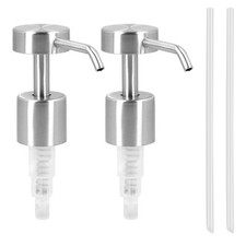 2x Stainless Steel Soap Dispenser Screw Heads for Bottles - Design 2, Silver