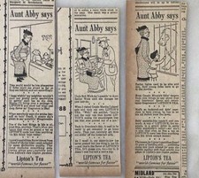 3 1940 newspaper ads for Lipton Tea - Aunt Abby Says, at zoo, toy store, trolley