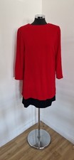 Vintage Jaeger red dress size 12/14 sheath black hem pure wool lined PLS READ
