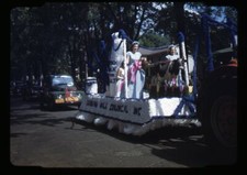 35mm Slide 1940s Red Border Kodachrome Auburn NY Centennial Parade Milk Float