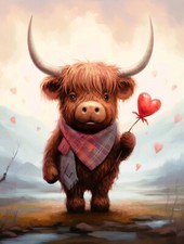 CUTE HIGHLAND COW CANVAS PICTURE PRINT WALL ART