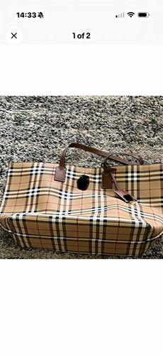 Beige check canvas tote - tote, bag