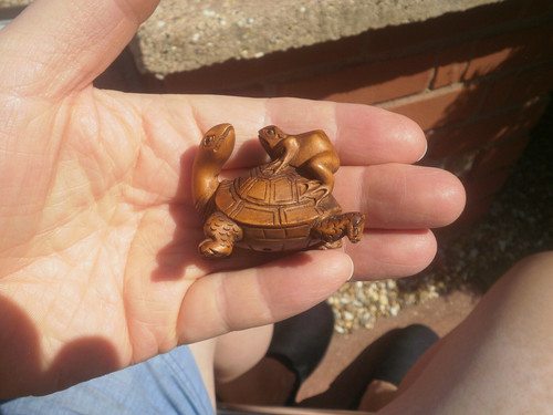 Hand carved wood netsuke - carved,
