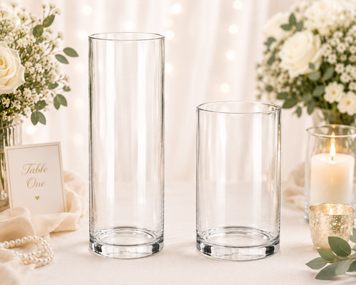 Set glass cylinder vases - 2,