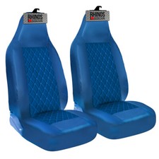 FOR RENAULT CLIO MK2 - LUXURY BLUE QUILTED DIAMOND LEATHER CAR SEAT COVERS PAIR