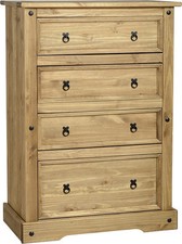 MEXICAN PINE CORONA 4 DRAWER CHEST FURNITURE 