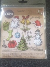 SIZZIX 12 FRAMELITS DIES TATTERED CHRISTMAS TIM HOLTZ STORAGE CASE 662437 NEW