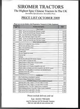 Siromer Flatpack Tractors Price List 2009-10 UK Market Single Sheet Brochure