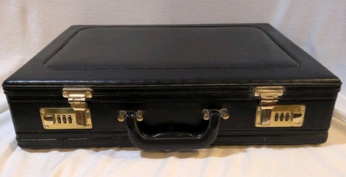Briefcase black leather - black,