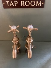 Refurbished H E Rudge Brass 75mm Projection Basin Taps - Great Quality L6