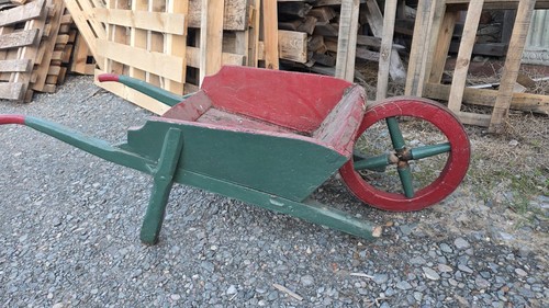 Antique wooden wheelbarrow - wooden,