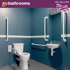 Doc M Pack Disabled Assisted Living WC Toilet Pan Wash Basin & 4  Hand Rails