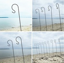 Shepherds Crook Hook Garden Border Hooks Black Metal for Lanterns Bird Feeders