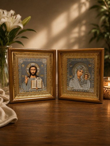 Handmade orthodox icon set - handmade,
