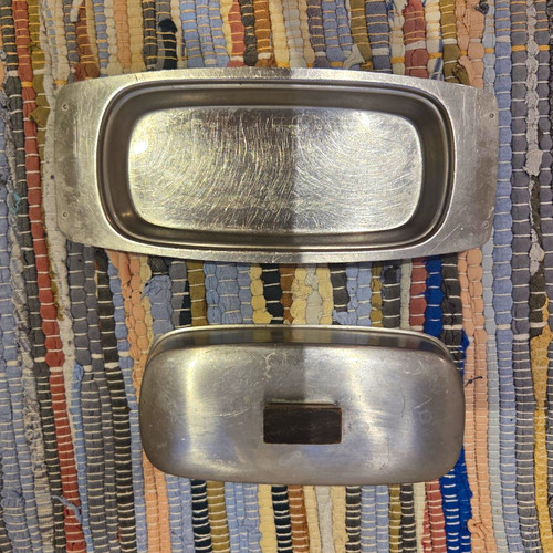 Silver metal covered butter - metal,