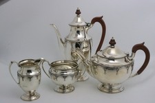 Mappin and Webb Sterling Silver Coffee Tea Set Art Deco Design