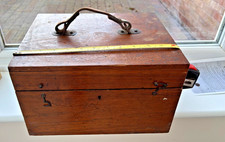Vintage watchmakers Lathe Oak  wooden storage Box Old Wooden lift up lid chest