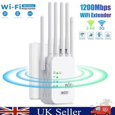 1200Mbps WiFi Booster Range Extender 5GHz & 2.4GHz 6 Antennas Wider Coverage UK