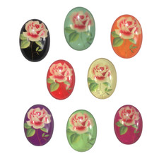 6 Rose Oval Flat back