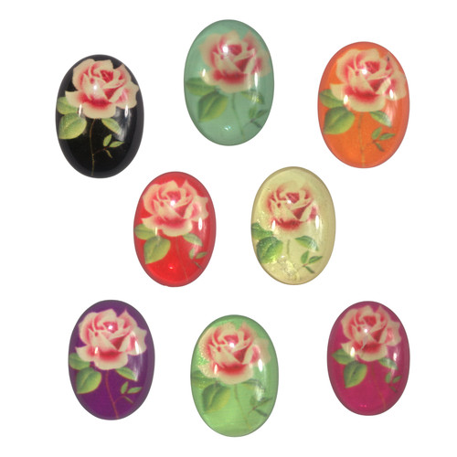 Rose oval flat back - 6,