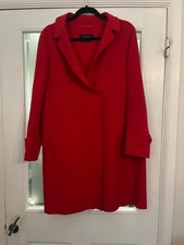 Max Mara Weekend Size 12 Royal Red Long Coat 90% Wool Excellent Condition