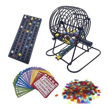 Deluxe Bingo Game Set with 6 Inch Bingo Cage Bingo Master Board75 Colored