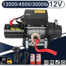 12V 13500lb / 4500lb / 3000lb ELECTRIC WINCH WIRELESS REMOTE STEEL ROPE RECOVERY
