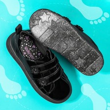 Walkright Girls Shoes Black Kids School Easy Fasten Flat Formal Betsie SIZE