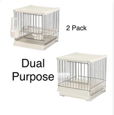 2 x Cage Aviary Dual Bird Bath / Feeder  for Canary Finch Budgie Birds