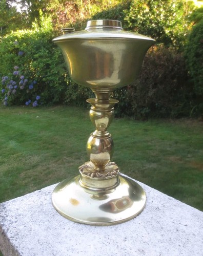 Antique brass oil lamp - antique,