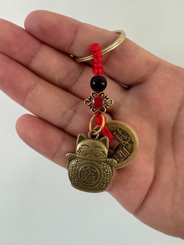 Lucky cat keychain with - lucky,