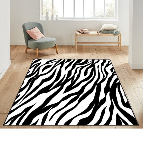 Zebra area rug rectangular - zebra,