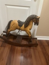 Vintage Wood Rocking Horse Carousel  Horsehair Tail Great Shape Free Ship