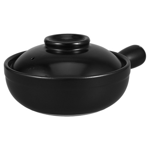 Black terracotta cooking pot - black,