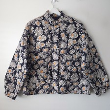 ZARA Printed Black White Oversized Patchwork Quilted Jacket M Medium 10 12 