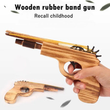 Handmade Wooden Rubber Band Gun Rubber Elastic Band Retro Toy Stocking Filler UK