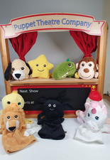 Vintage Wooden Puppet Theatre Early Learning Centre ELC  + 9 B&M Hand Puppets