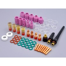 55Pcs TIG Welding Torch Collet Body Consumables Stubby Gas Lens For WP-17/18/26