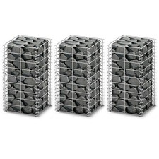 3x Gabions Garden Wall Stone Galvanized Wire Basket Cage Multi Sizes vidaXL